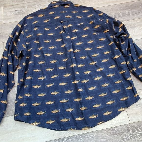 Woolrich Spotted Trout Fish Pocket Long Sleeve Button Down Shirt Men XL - Picture 9 of 12